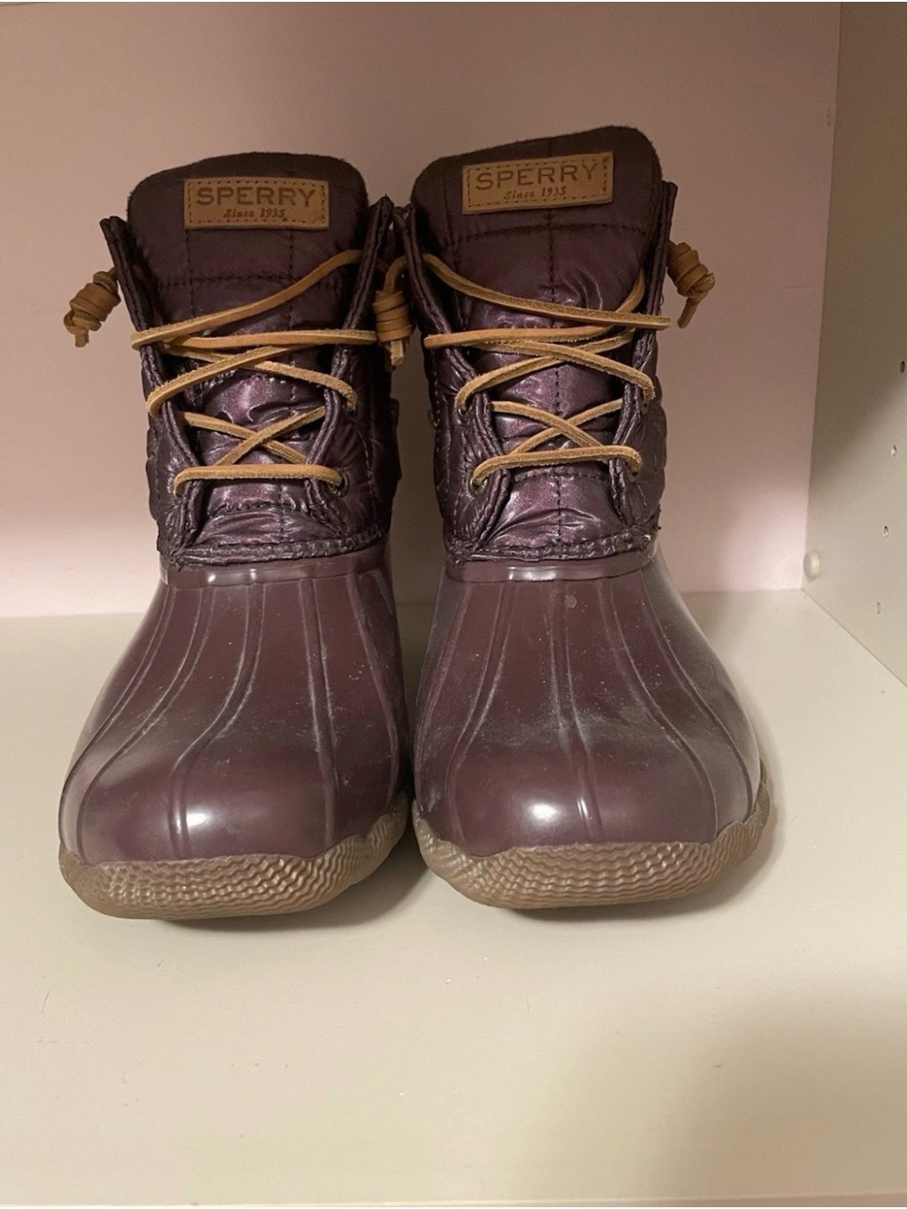 Sperry Plum and Tan Waterproof Duck Boots